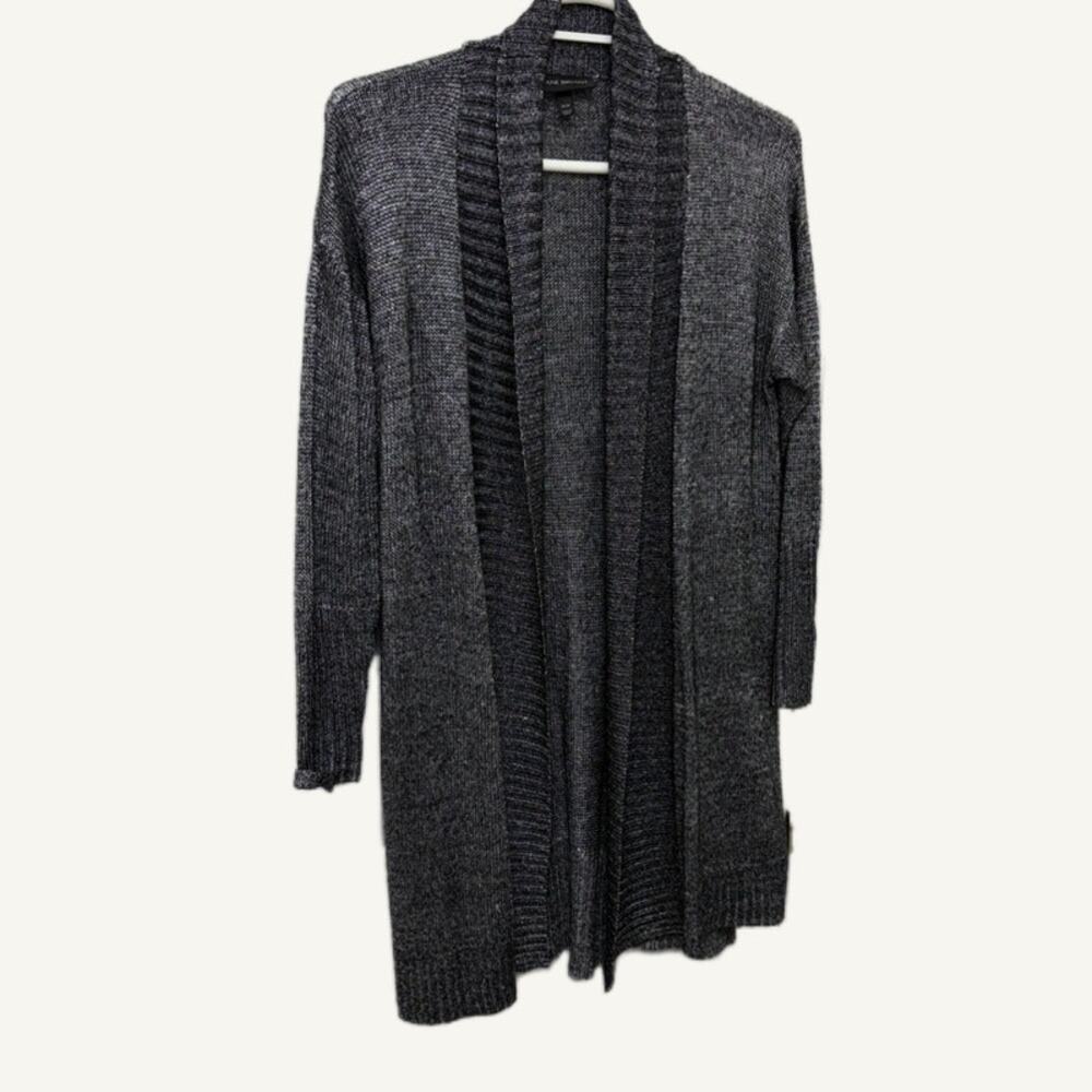 Lane Bryant +Size 14/16 Black Silver Open Front Cardigan Sweater Metallic Knit